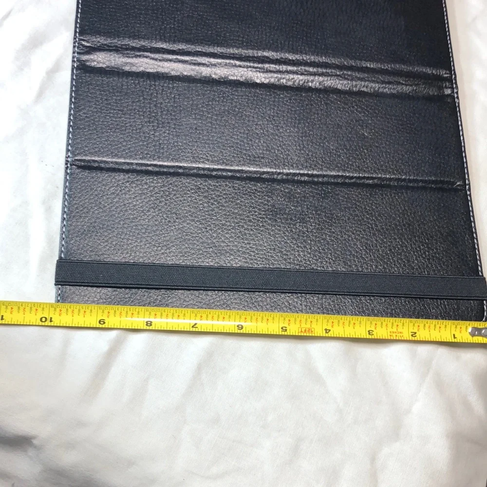 Black Leather Folio Tablet Cover with Closure Strap fits 10.4 tablet